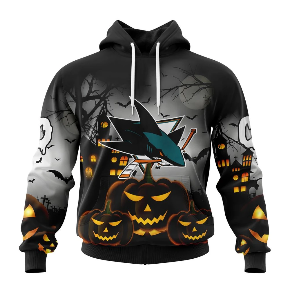 San Jose Sharks Special Design For Halloween All Over Print Hoodie Style 96512