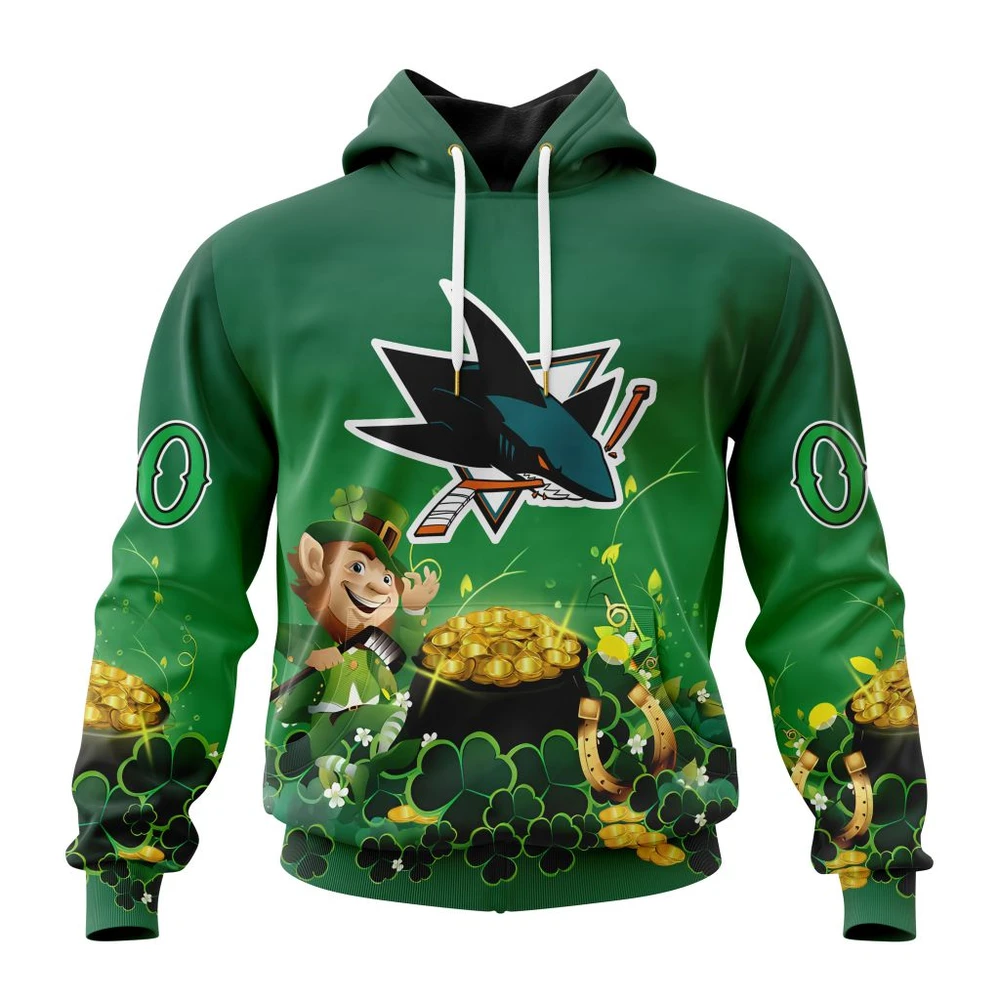 San Jose Sharks Special Design For St. Patrick Day All Over Print Hoodie Style 36826