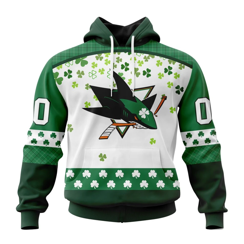 San Jose Sharks Special Design For St. Patrick Day All Over Print Hoodie Style 82676