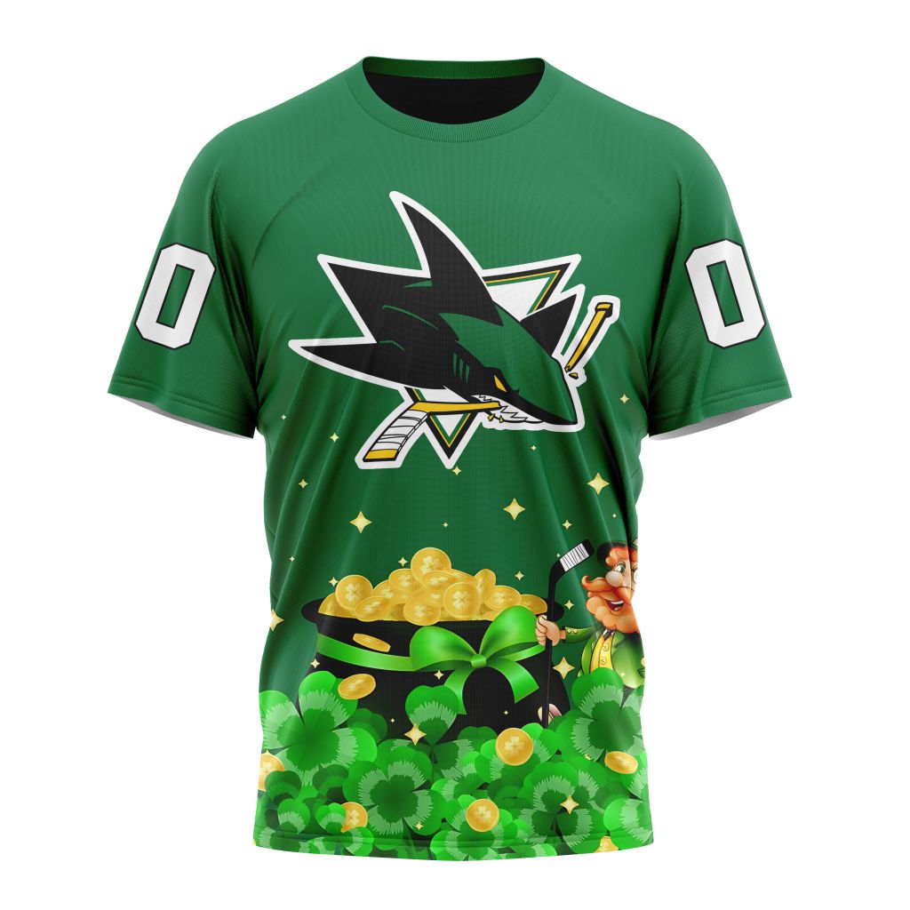 San Jose Sharks Special Design For St.Patrick's Day Personalized Name And Number T-Shirt Oregontrailrvpk Shirt