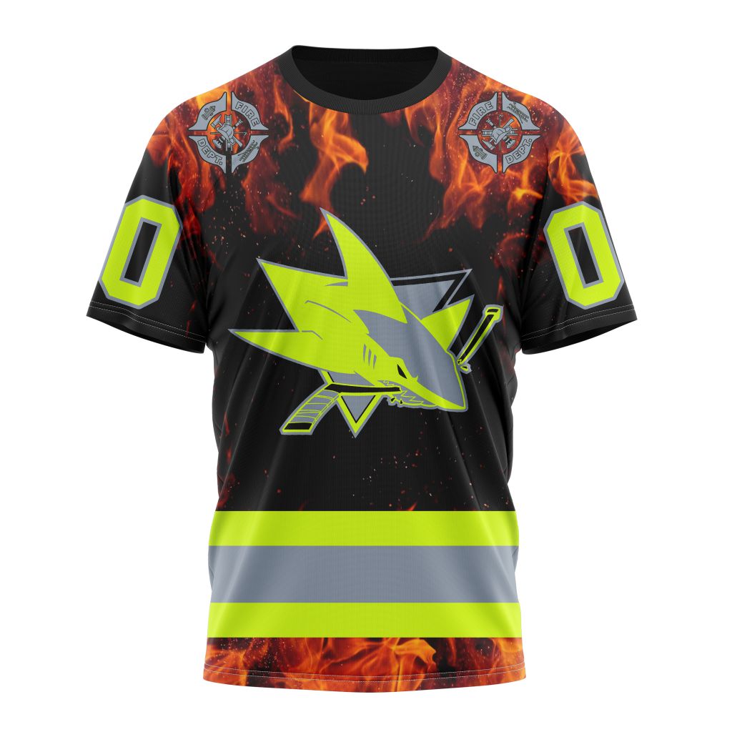 San Jose Sharks Special Design Honoring Firefighters 01 Personalized Name And Number T-Shirt Oregontrailrvpk Shirt