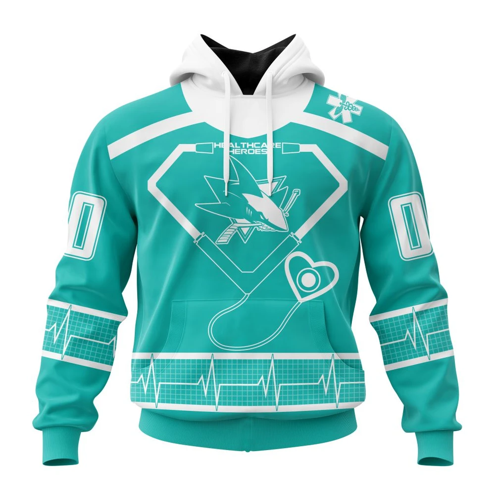 San Jose Sharks Special Design Honoring Healthcare Heroes All Over Print Hoodie Style 73263