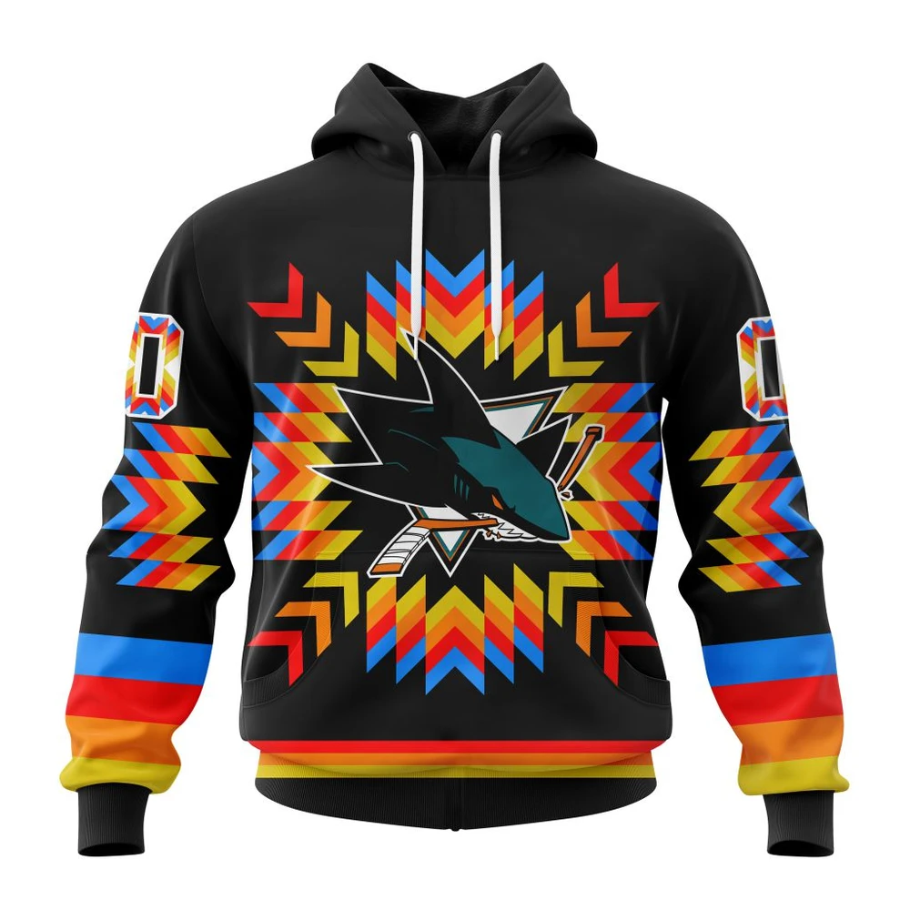 San Jose Sharks Special Design With Native Pattern All Over Print Hoodie Style 51749