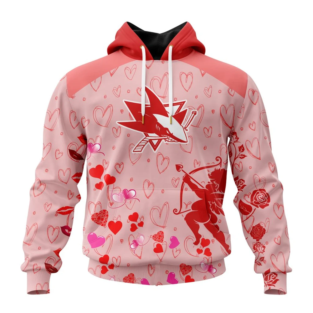 San Jose Sharks Special Gift For Valentines Day All Over Print Hoodie Style 10811