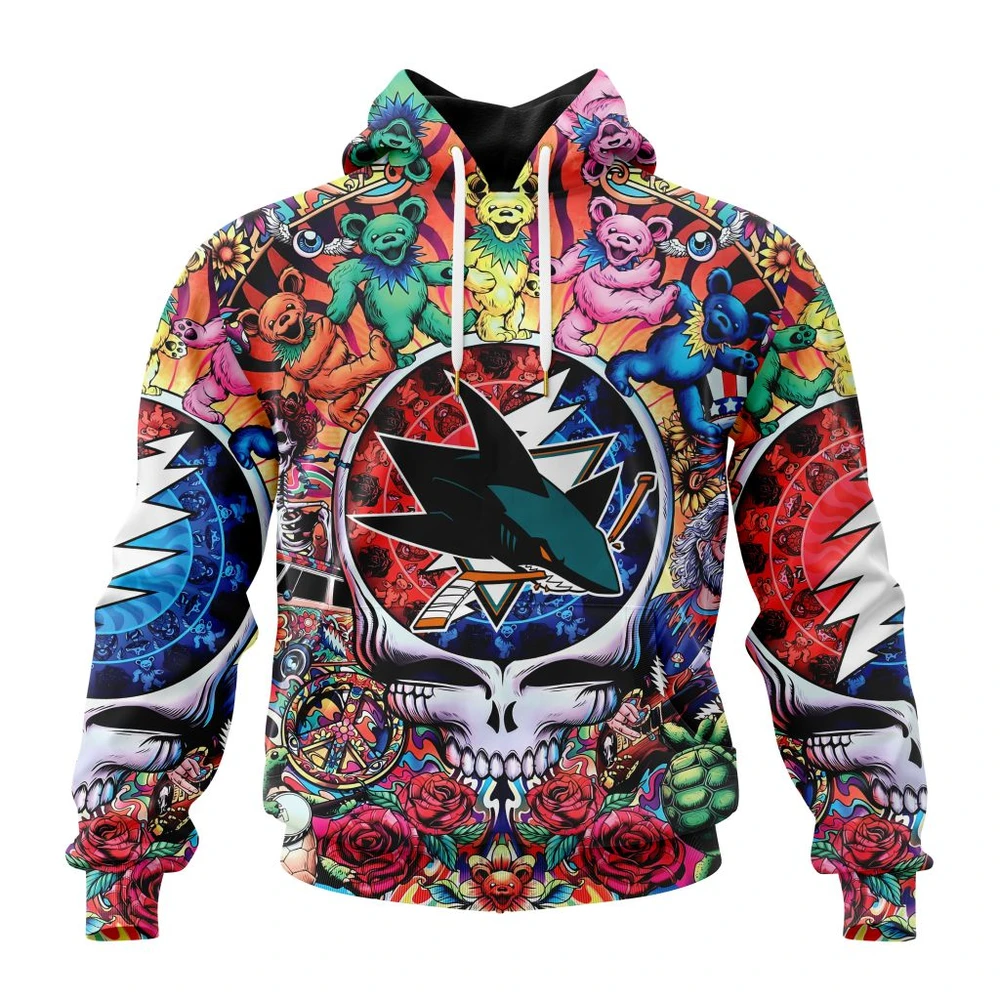 San Jose Sharks Special Grateful Dead Design All Over Print Hoodie Style 32068