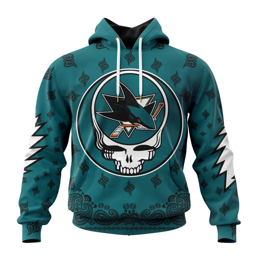 San Jose Sharks Special Grateful Dead Design All Over Print Hoodie Style 41259