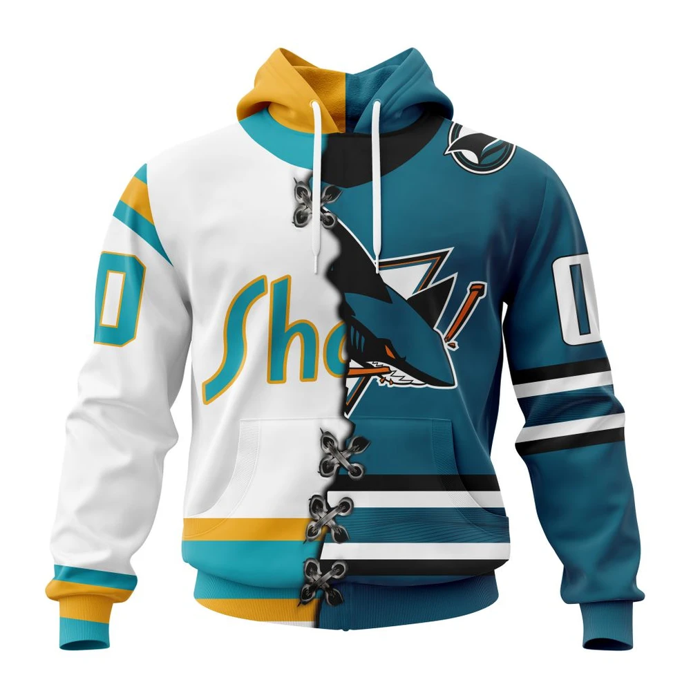 San Jose Sharks Special Home Mix Reverse Retro Personalized Kits All Over Print Hoodie Style 31172