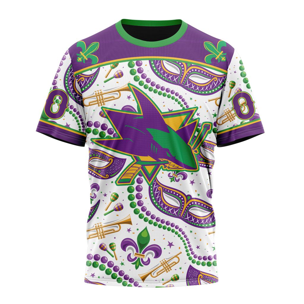 San Jose Sharks Special Mardi Gras Design 01 Personalized Name And Number T-Shirt Oregontrailrvpk Shirt
