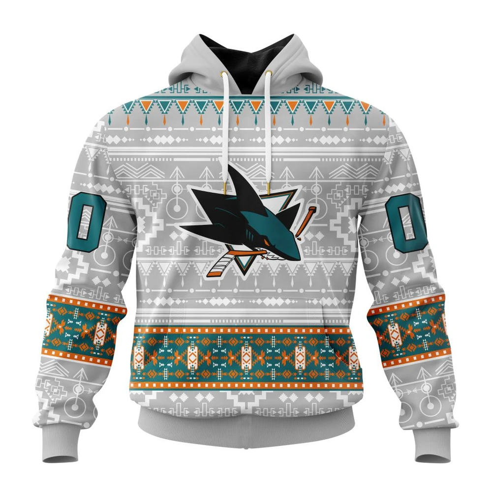 San Jose Sharks Special Native Design All Over Print Hoodie Style 34527