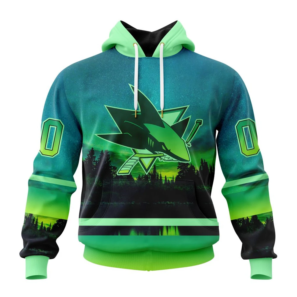San Jose Sharks Special Northern Lights Design All Over Print Hoodie Style 67296