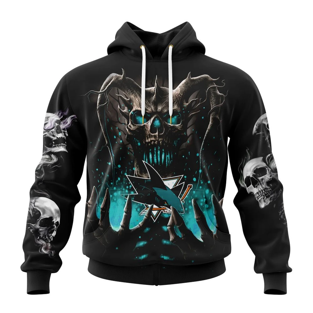 San Jose Sharks Special Skull Art Design All Over Print Hoodie Style 65674