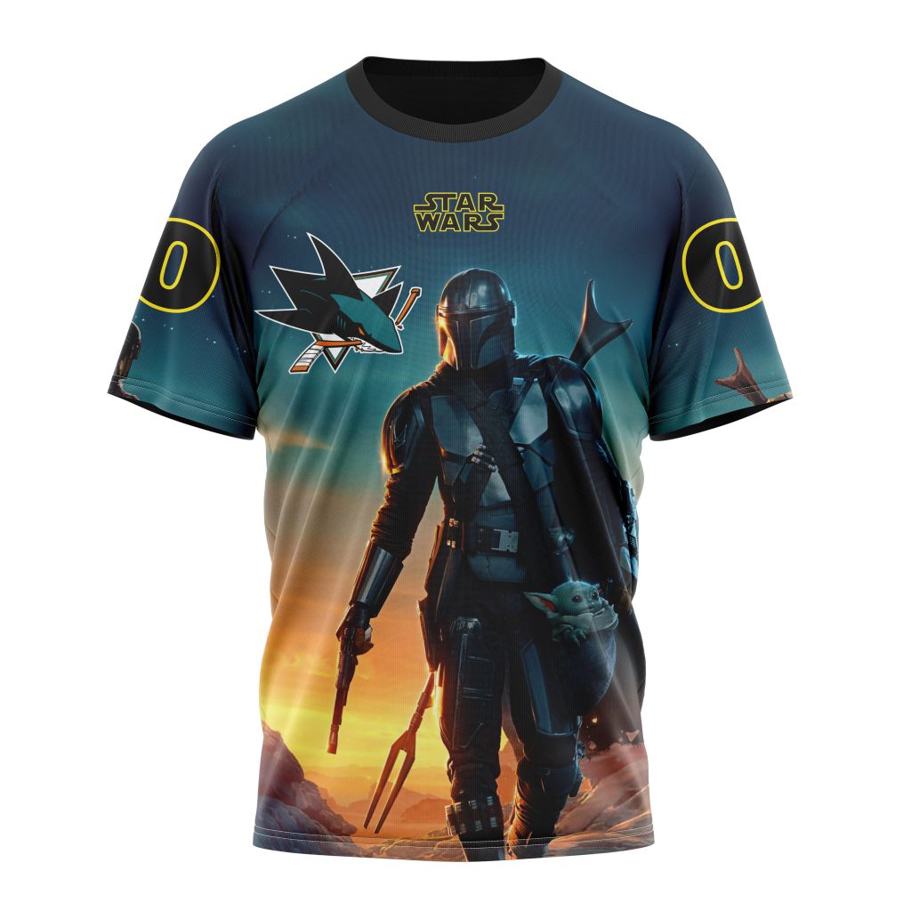 San Jose Sharks Special Star Wars The Mandalorian Design 01 Personalized Name And Number T-Shirt Oregontrailrvpk Shirt
