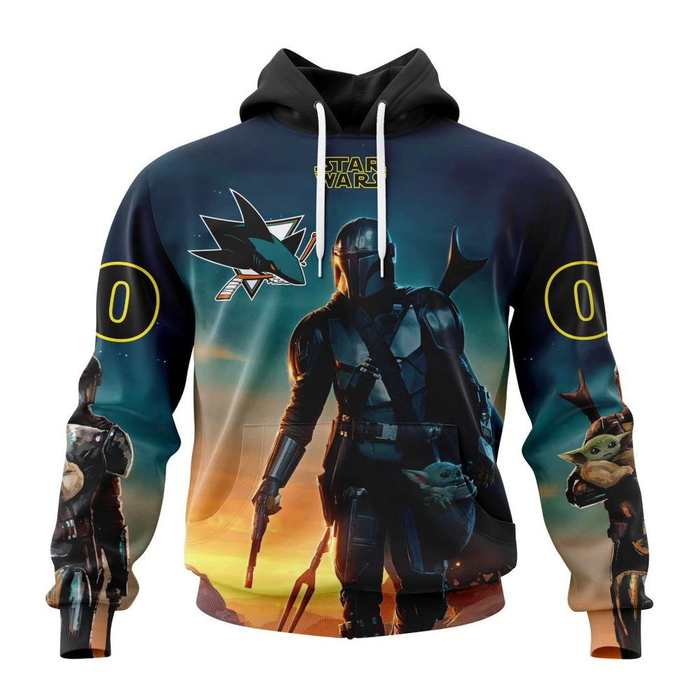 San Jose Sharks Special Star Wars The Mandalorian Design All Over Print Hoodie Style 97521