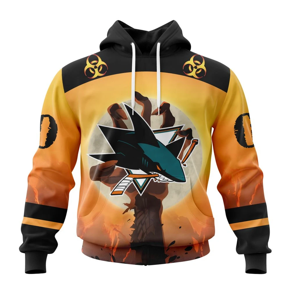 San Jose Sharks Special Zombie Design For Halloween All Over Print Hoodie Style 31986
