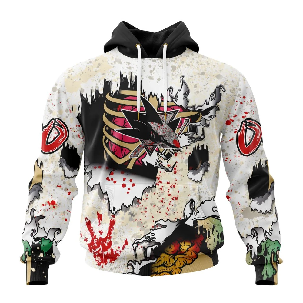 San Jose Sharks Special Zombie For Halloween All Over Print Hoodie Style 42589