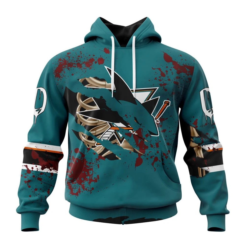 San Jose Sharks Specialized Design Jersey With Your Ribs For Halloween All Over Print Hoodie Style 60998