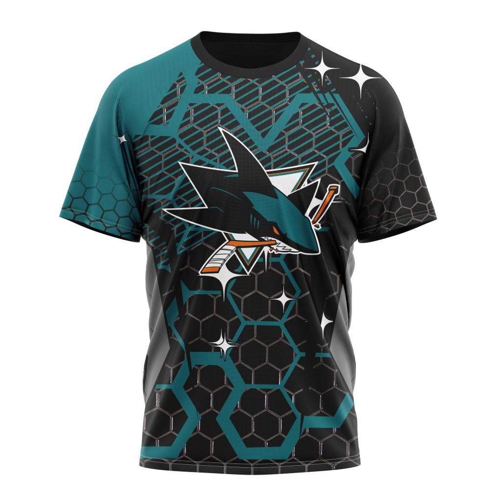 San Jose Sharks Specialized Design With MotoCross Syle Personalized Name And Number T-Shirt Oregontrailrvpk Shirt
