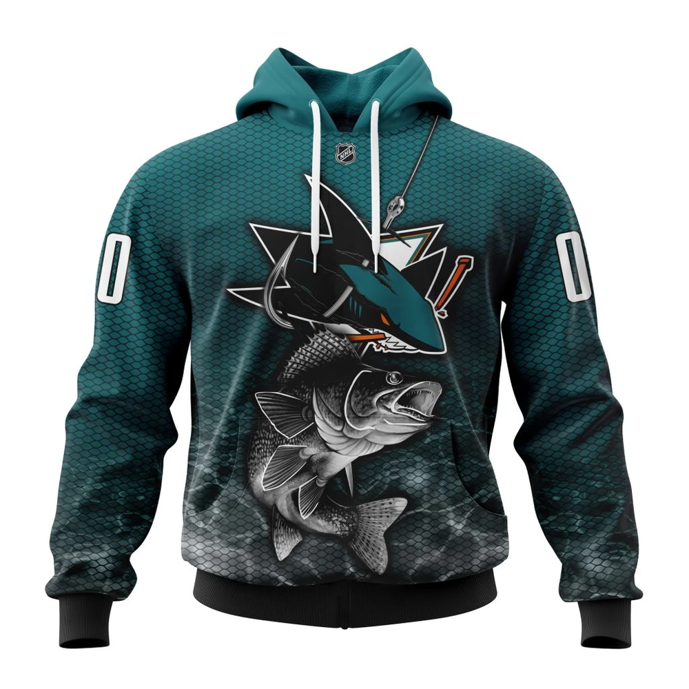 San Jose Sharks Specialized Fishing All Over Print Hoodie Style 56120