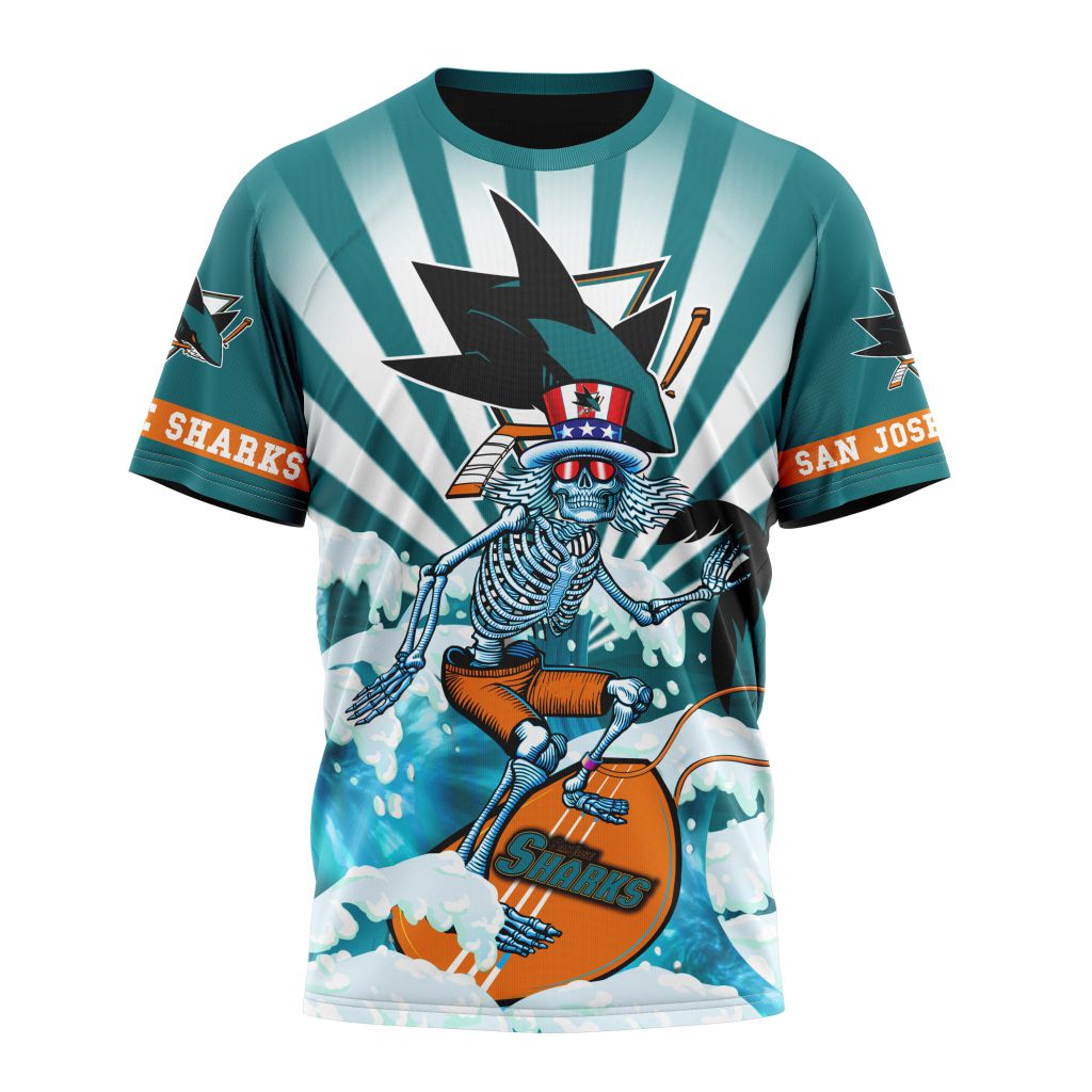 San Jose Sharks Specialized Kits For The Grateful Dead Personalized Name And Number T-Shirt Oregontrailrvpk Shirt