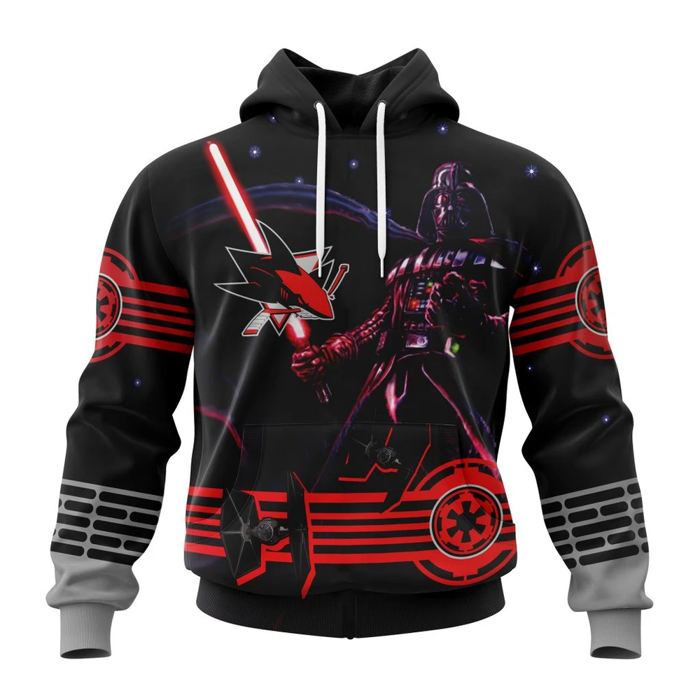 San Jose Sharks Specialized Starwar Darth Vader Version Jersey All Over Print Hoodie Style 72898