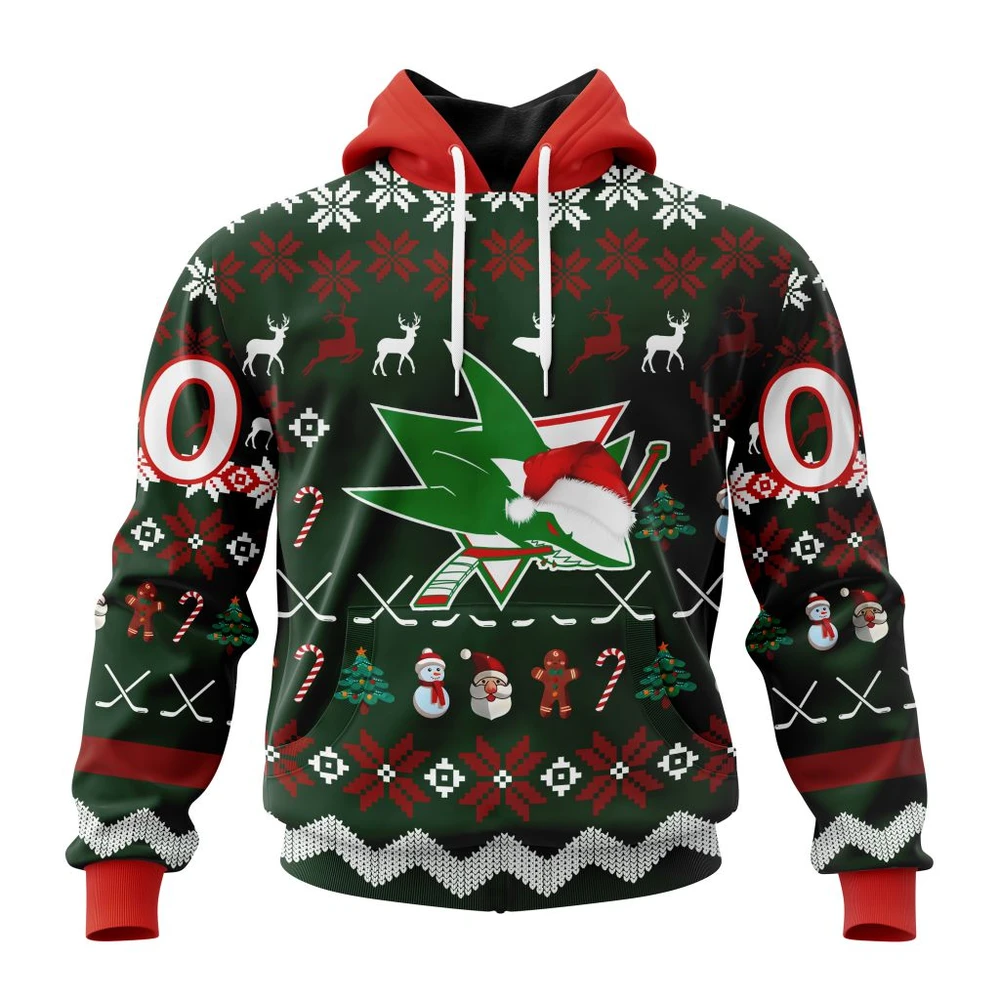 San Jose Sharks Specialized Unisex Christmas Is Coming All Over Print Hoodie Style 73491