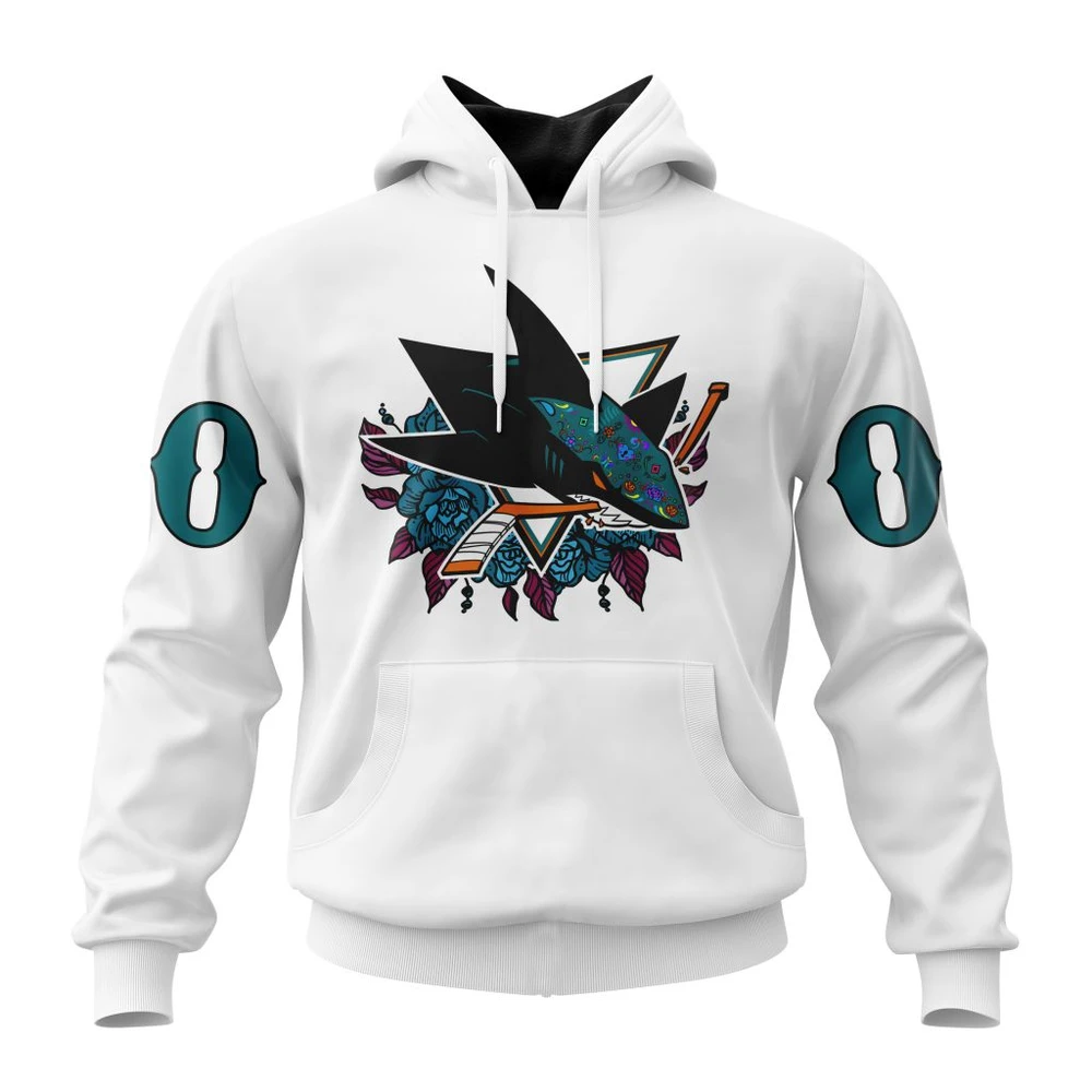 San Jose Sharks Specialized Unisex Kits Dia De Muertos All Over Print Hoodie Style 48208