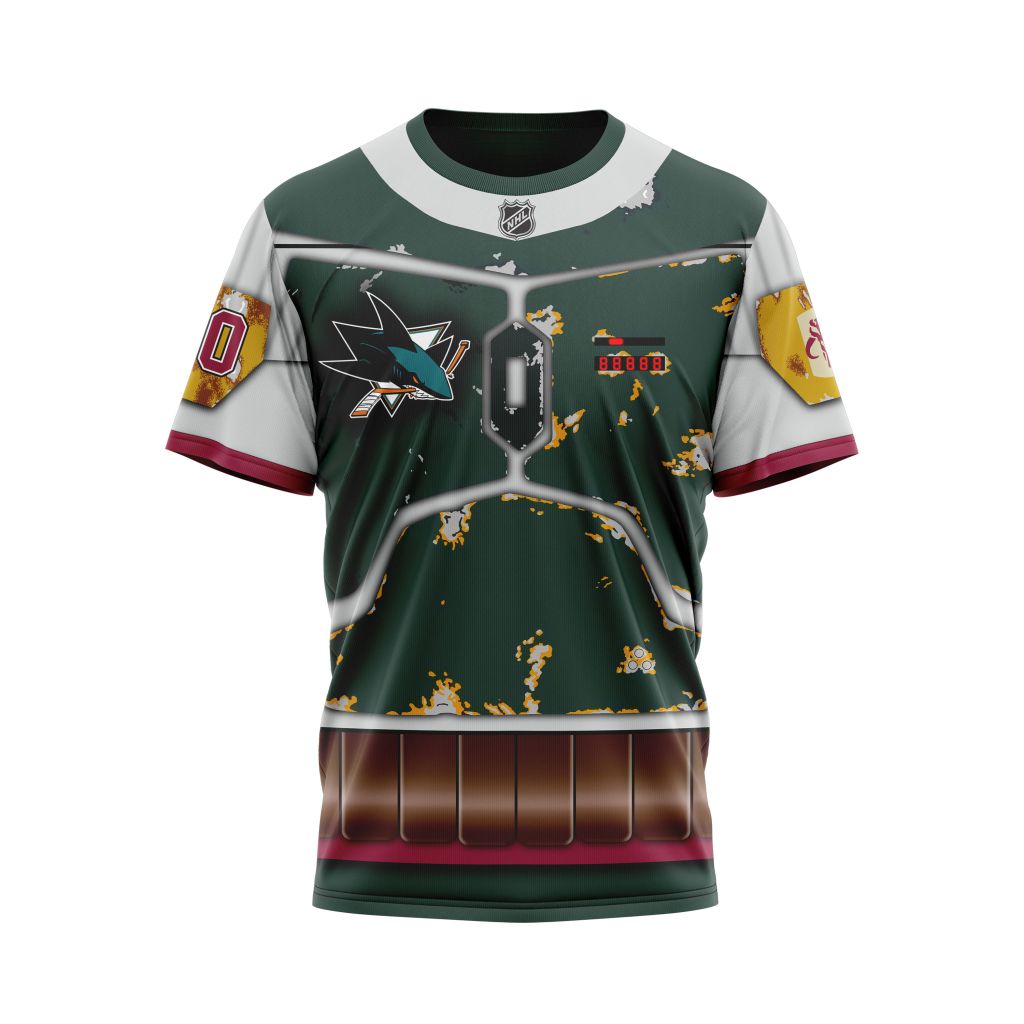 San Jose Sharks X Boba Fett's Armor Specialized Design For Star Wars Fourth Of July Personalized Name And Number T-Shirt Oregontrailrvpk Shirt