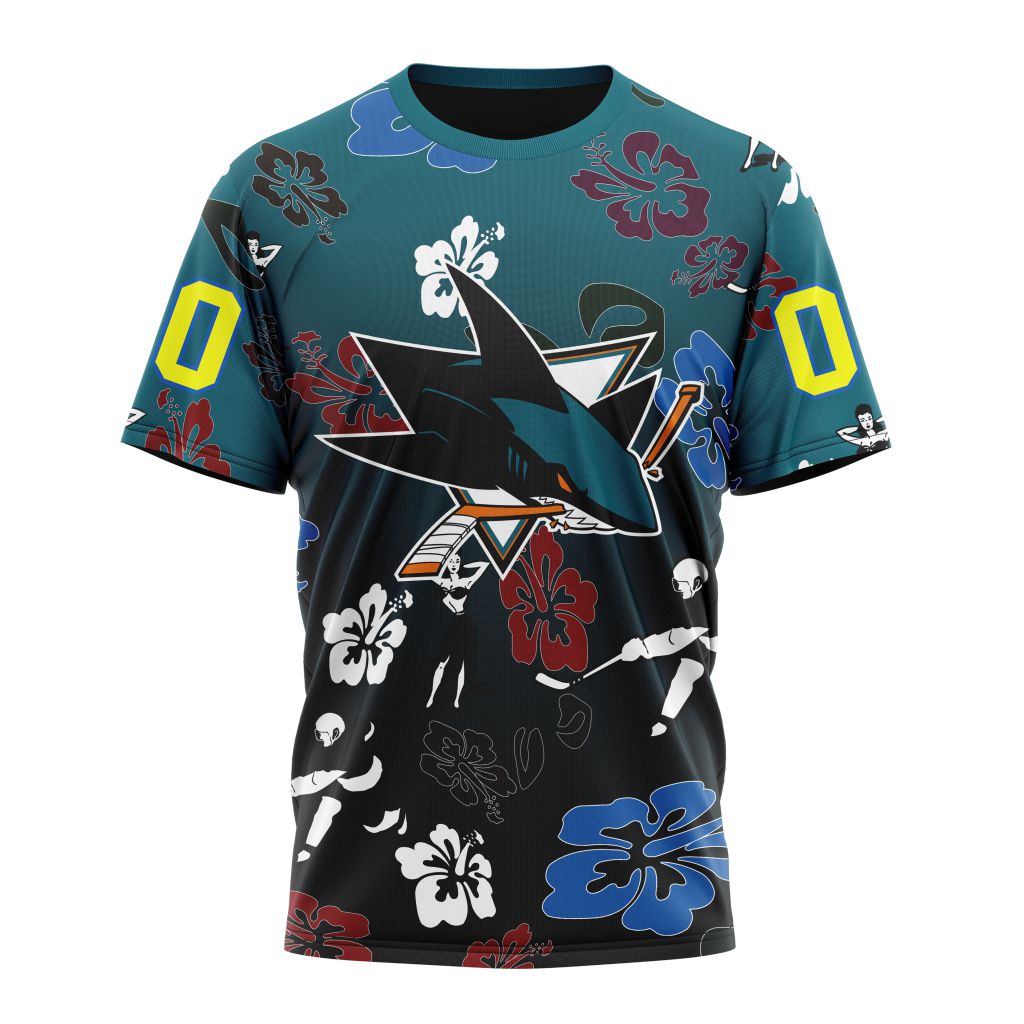 San Jose Sharks X Hawaii Specialized Design For Hawaiia Personalized Name And Number T-Shirt Oregontrailrvpk Shirt
