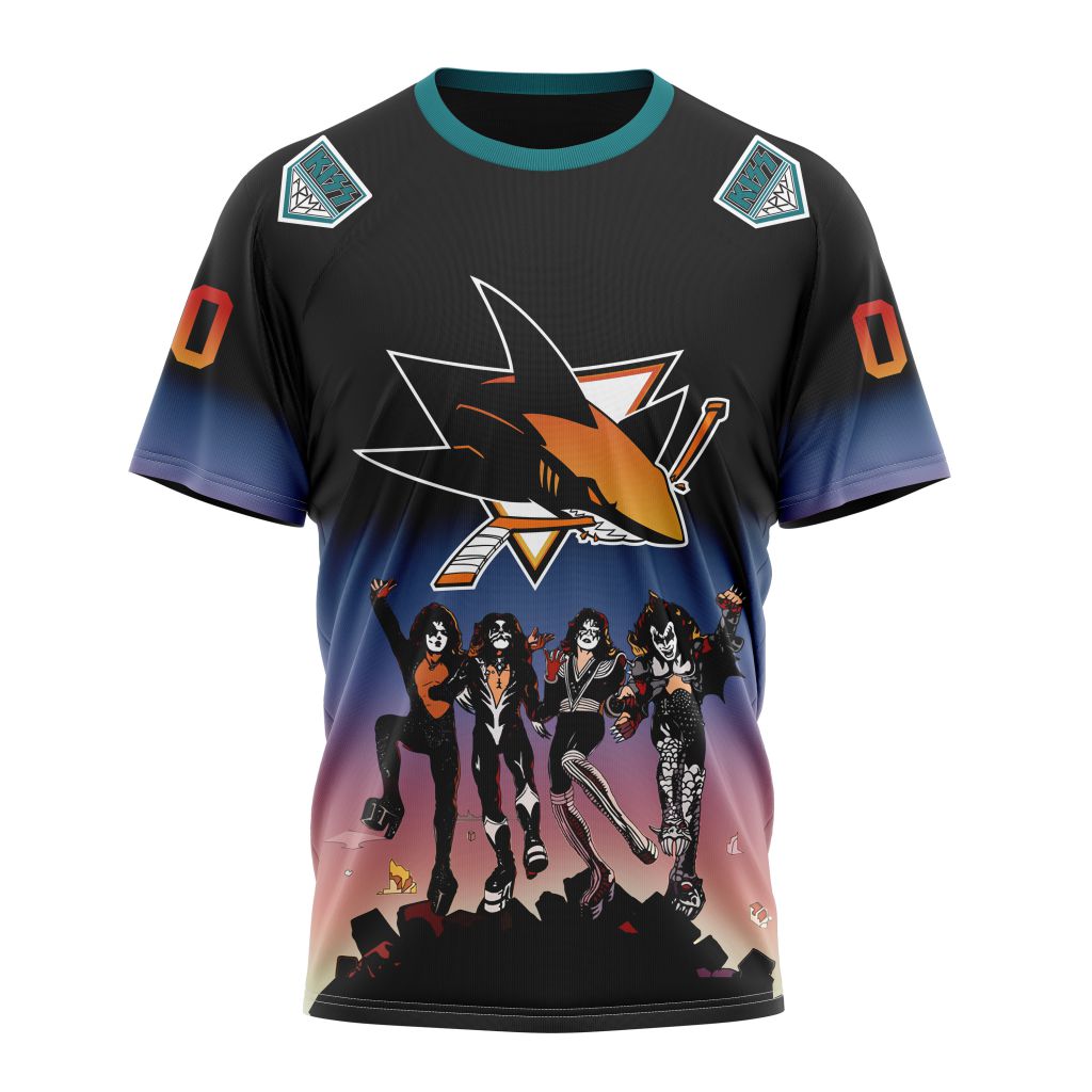San Jose Sharks X KISS Band Design Personalized Name And Number T-Shirt Oregontrailrvpk Shirt