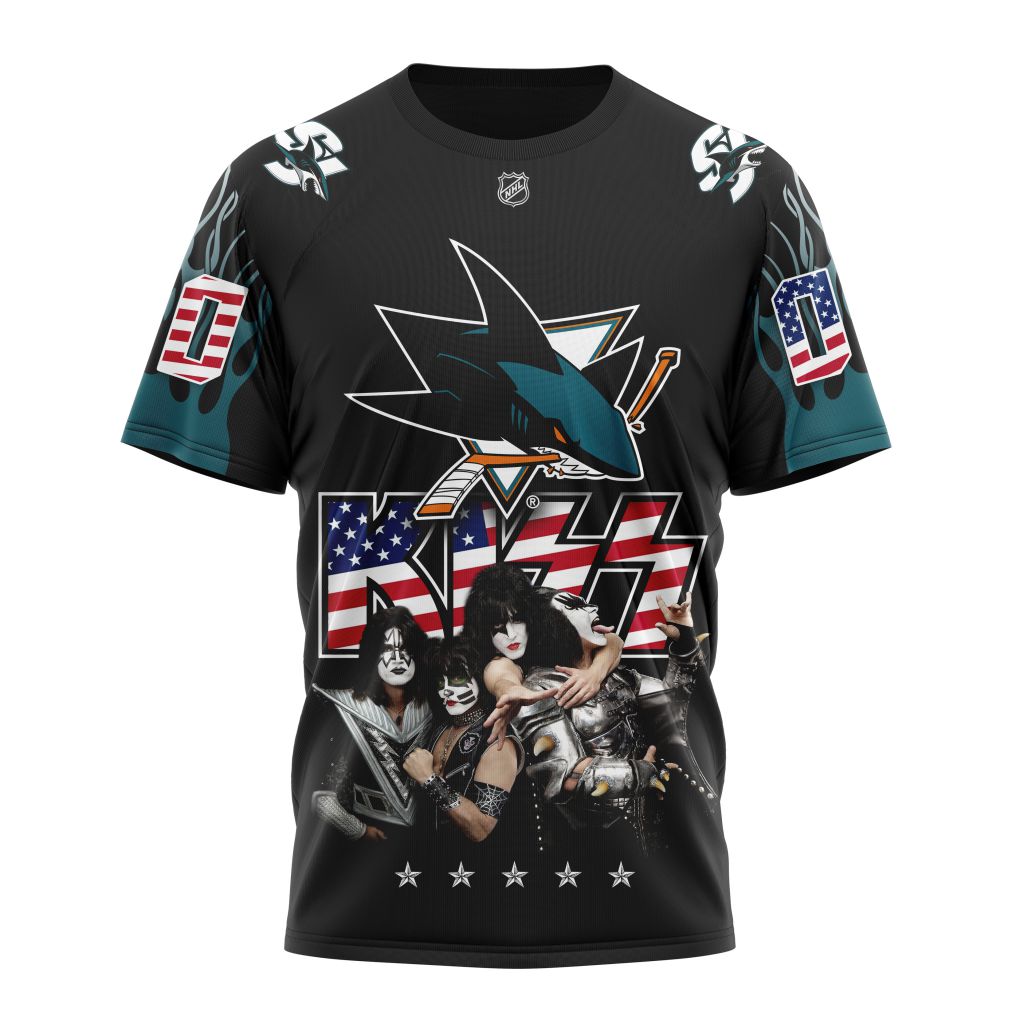San Jose Sharks X Kiss Specialized Design Personalized Name And Number T-Shirt Oregontrailrvpk Shirt