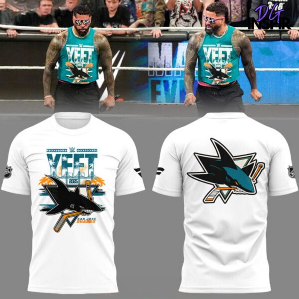 San Jose Sharks YEET Limited Edition White T-Shirt For Ice Hockey Fans Oregontrailrvpk Shirt