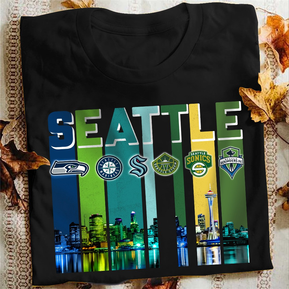 Seattle City Sport Teams Skyline T-Shirt Best Gifts For St. Louis Sports Lovers Fans Oregontrailrvpk Shirt