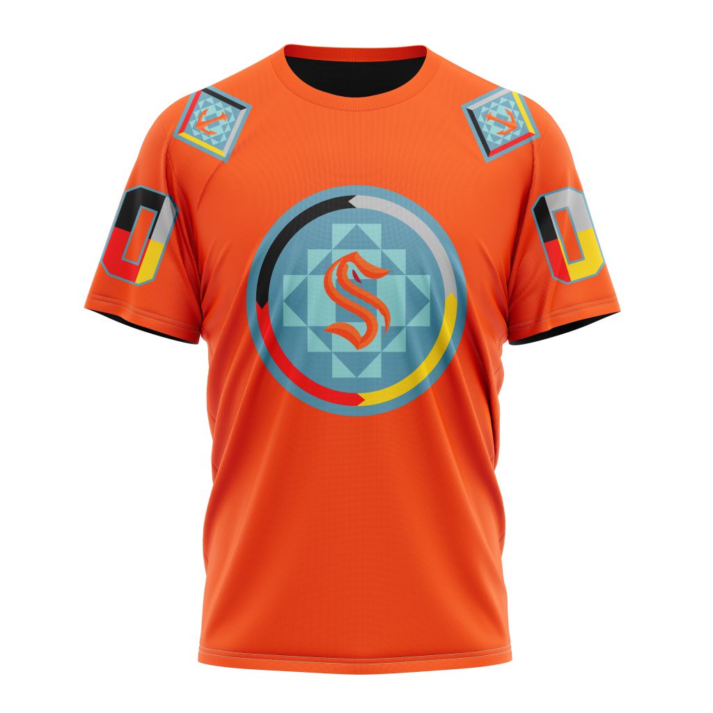 Seattle Kraken Indigenous Peoples Night 2022 Personalized Name And Number T-Shirt Oregontrailrvpk Shirt