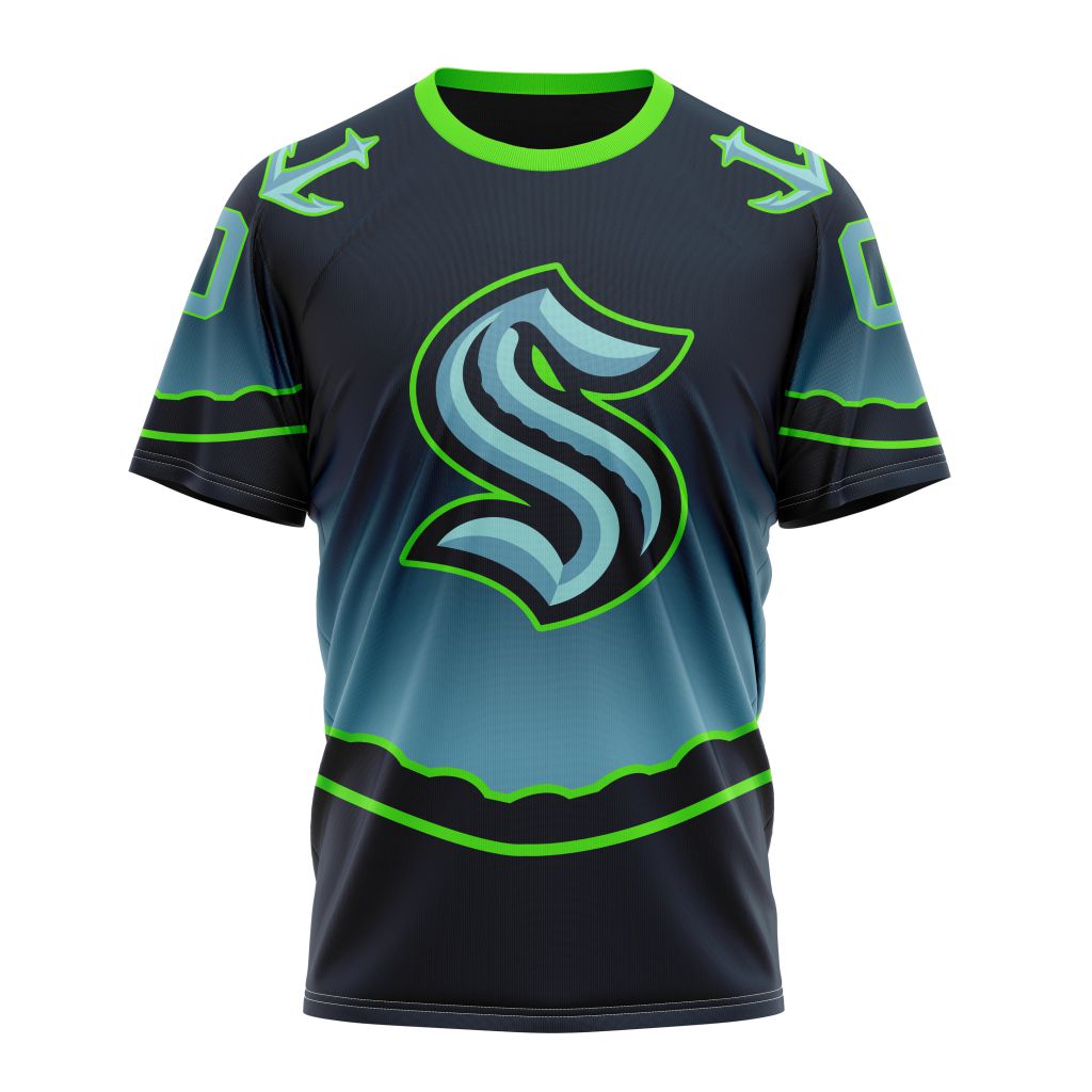 Seattle Kraken New Gradient Series Concept Personalized Name And Number T-Shirt Oregontrailrvpk Shirt