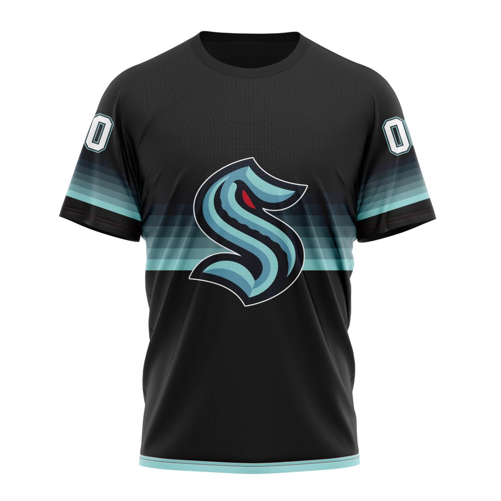 Seattle Kraken Special Black And Gradient Design Personalized Name And Number T-Shirt Oregontrailrvpk Shirt