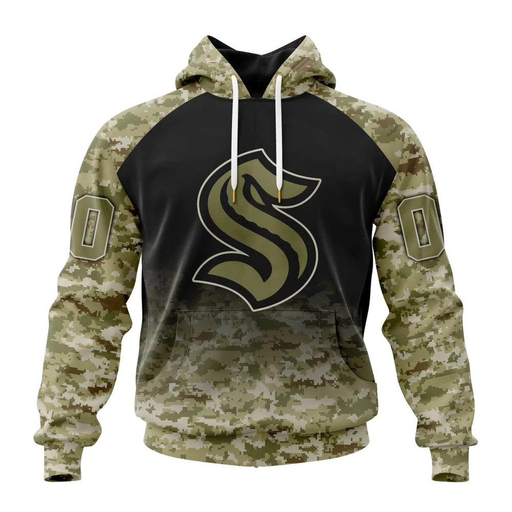 Seattle Kraken Special Camo Design For Veterans Day All Over Print Hoodie Style 63960