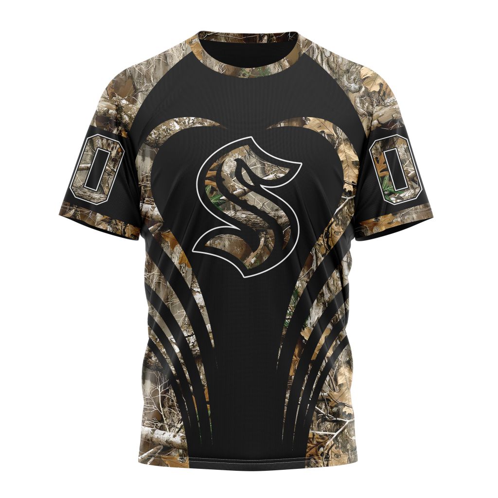 Seattle Kraken Special Camo Hunting Personalized Name And Number T-Shirt Oregontrailrvpk Shirt