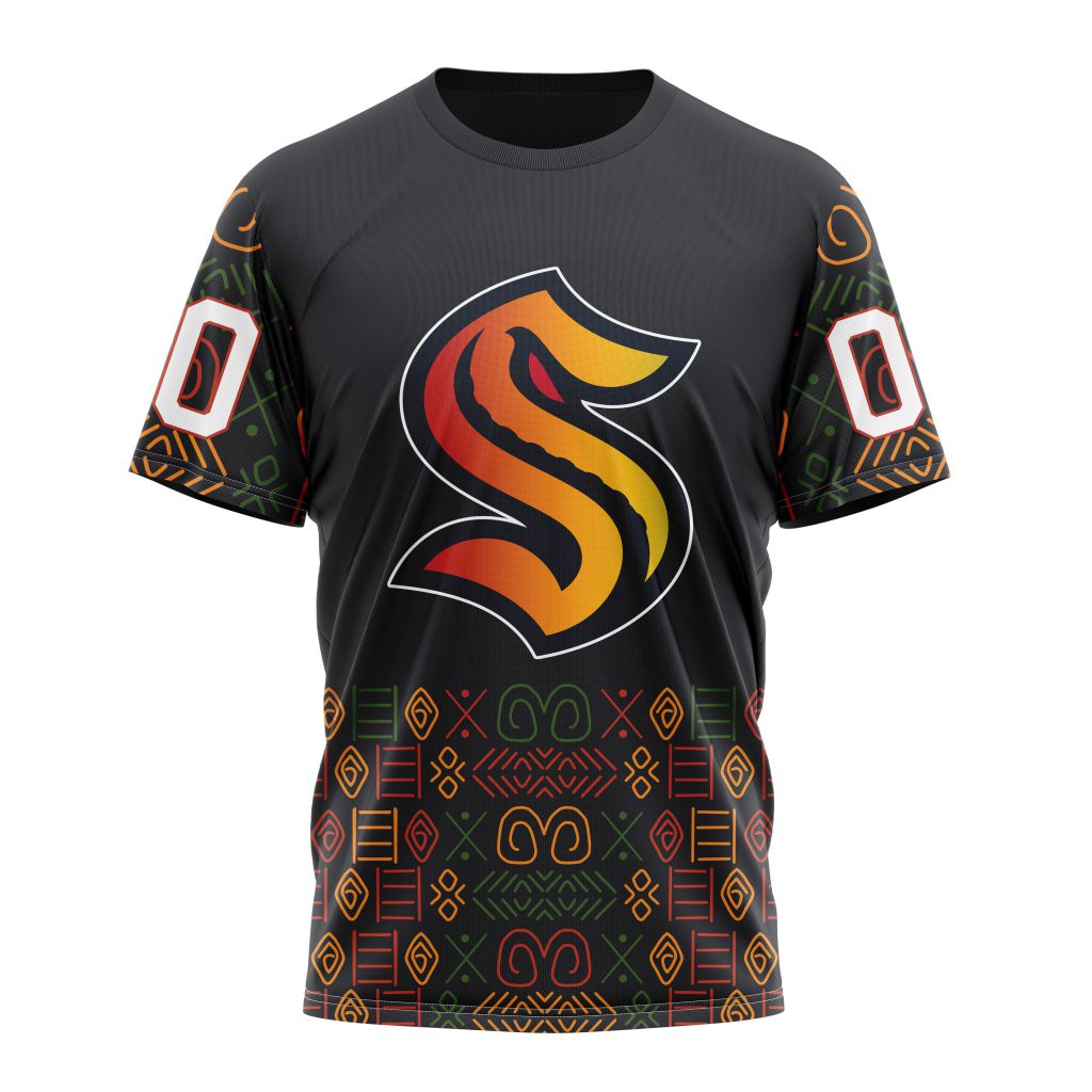 Seattle Kraken Special Design For Black History Month 01 Personalized Name And Number T-Shirt Oregontrailrvpk Shirt