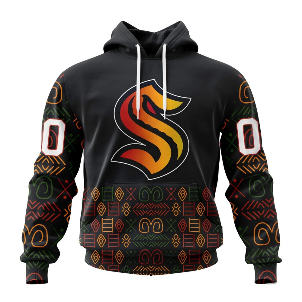 Seattle Kraken Special Design For Black History Month All Over Print Hoodie Style 78424