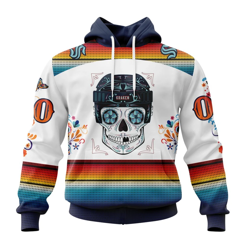 Seattle Kraken Special Design For Dia De Los Muertos All Over Print Hoodie Style 74670
