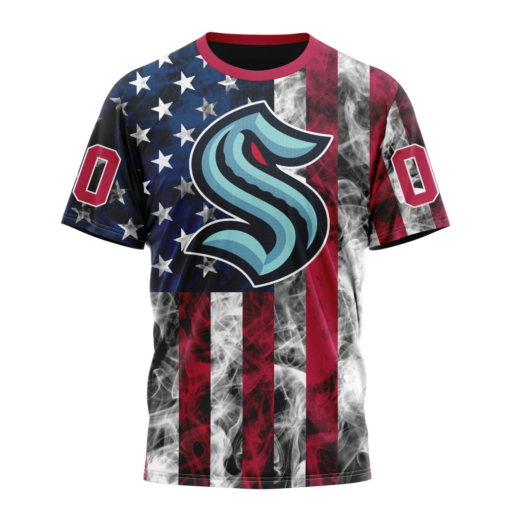Seattle Kraken Special Design For Independence Day The Fourth Of July 01 Personalized Name And Number T-Shirt Oregontrailrvpk Shirt