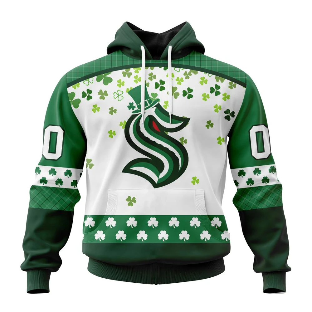 Seattle Kraken Special Design For St. Patrick Day All Over Print Hoodie Style 31932