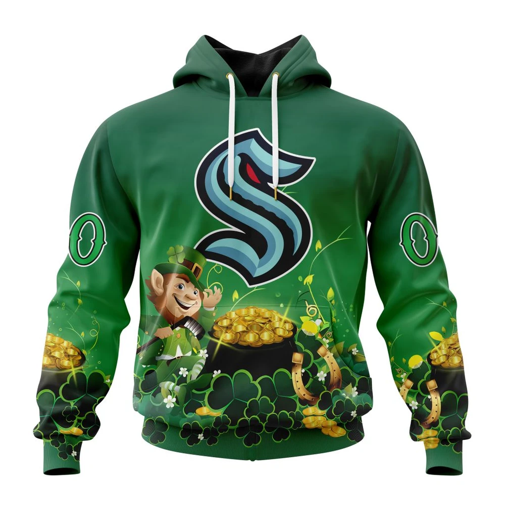 Seattle Kraken Special Design For St. Patrick Day All Over Print Hoodie Style 95806
