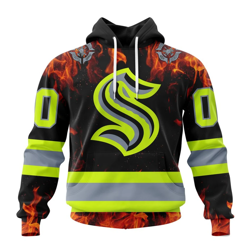 Seattle Kraken Special Design Honoring Firefighters All Over Print Hoodie Style 77796