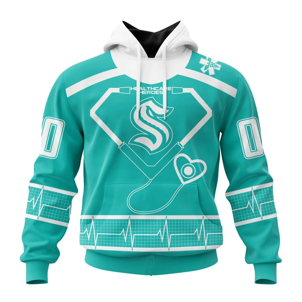 Seattle Kraken Special Design Honoring Healthcare Heroes All Over Print Hoodie Style 26936