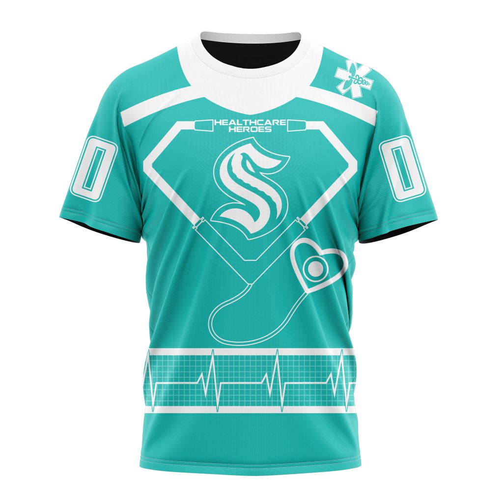 Seattle Kraken Special Design Honoring Healthcare Heroes Personalized Name And Number T-Shirt Oregontrailrvpk Shirt