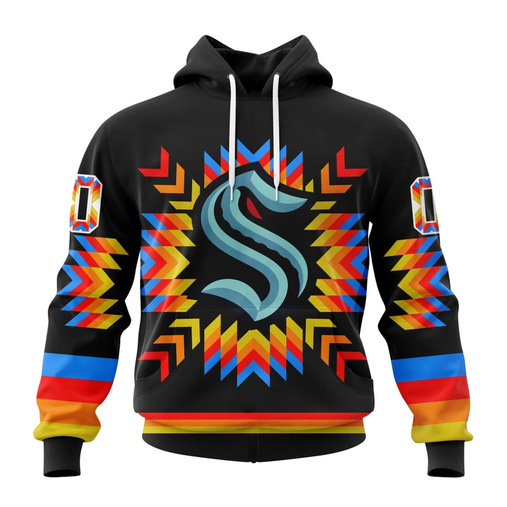 Seattle Kraken Special Design With Native Pattern All Over Print Hoodie Style 54089