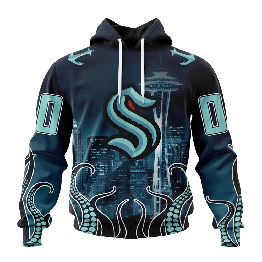 Seattle Kraken Special Design With Space Needle All Over Print Hoodie Style 27428