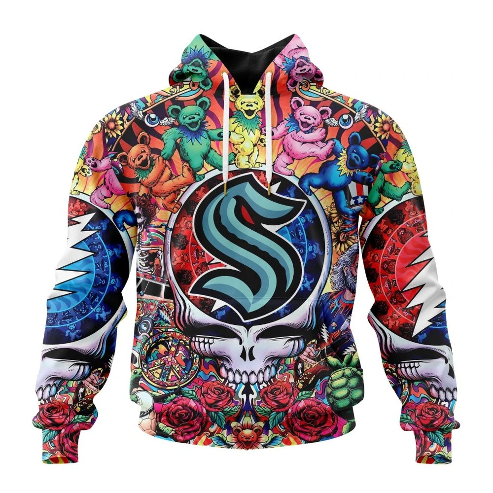 Seattle Kraken Special Grateful Dead Design All Over Print Hoodie Style 17271
