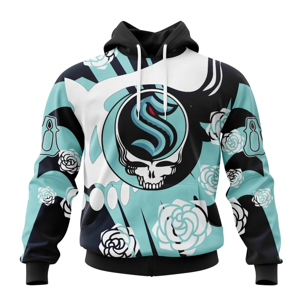 Seattle Kraken Special Grateful Dead Design All Over Print Hoodie Style 47615